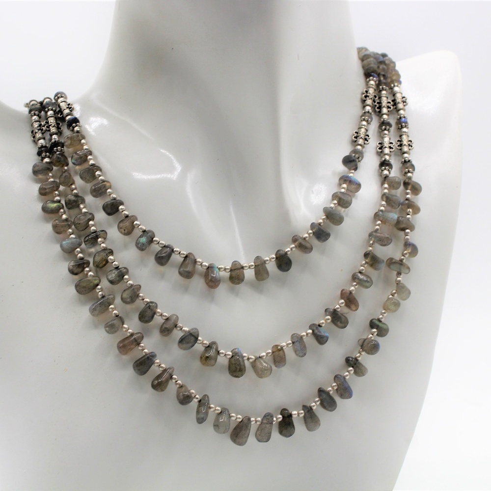 Labradorite beaded multi strand two piece set